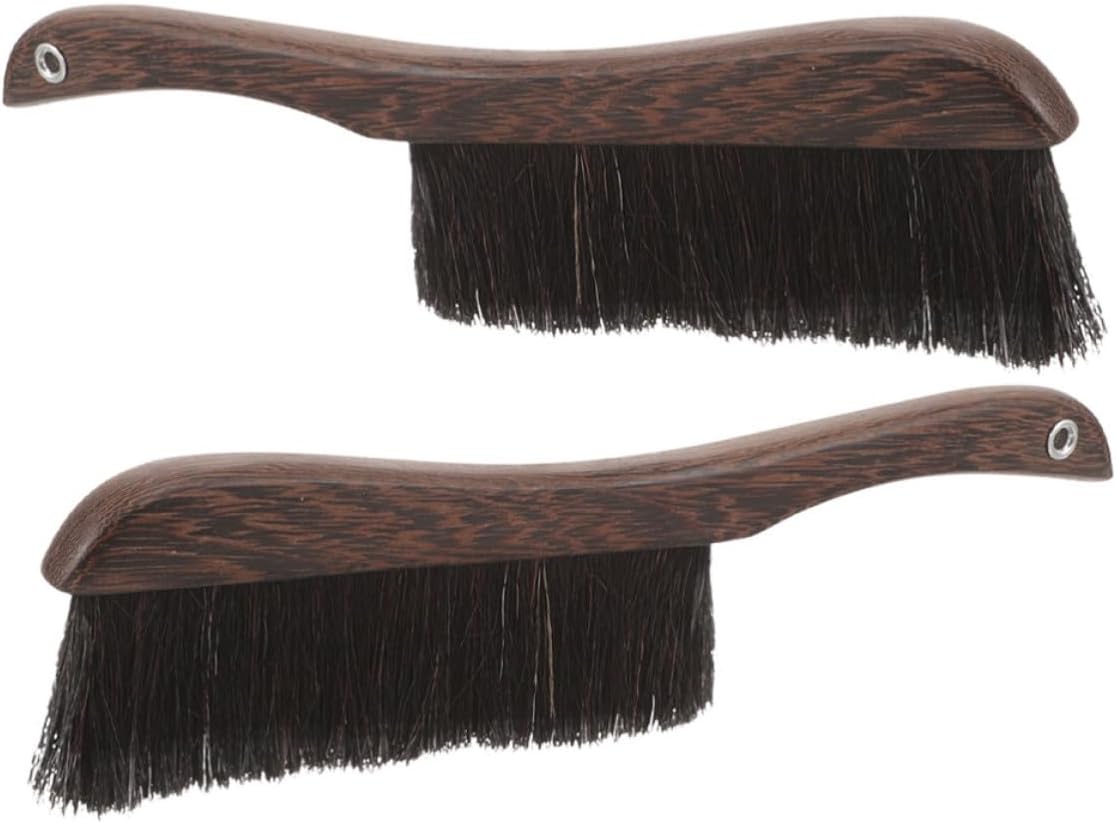 2pcs Wooden Hand Cleaning Brush with Soft Horse Tail Bristles, Portable Lightweight Bed Cleaning Brush for Pianos and Musical Instrument Keyboards in Offices and Chemical