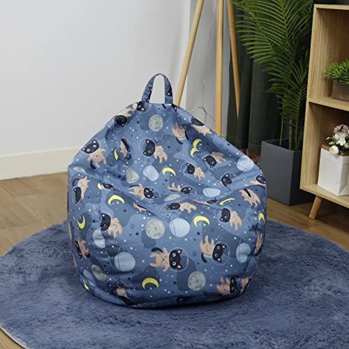 Homozy Linen Cloth Bean Bag Chair Cover Kids Soft Stuffed Storage Animal Print Sofa Cover - Cat #TOP7