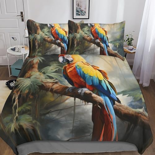 Ensemble de couette microfibre hypoallergénique imprimé perroquet de qualité supérieure