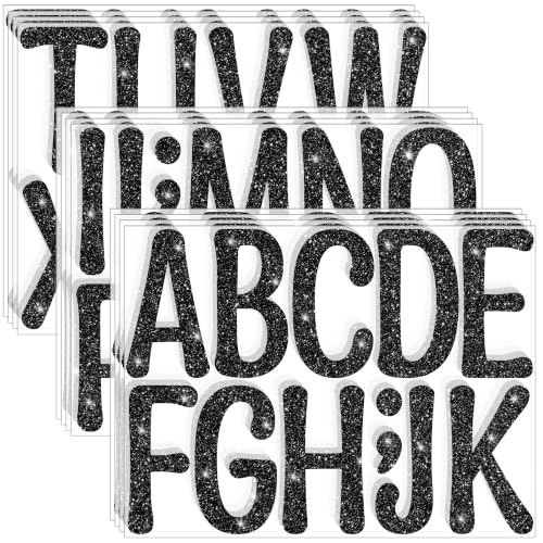 Image of Glitter Letter Stickers, 3 Inch Large Letters for Poster Board (Black) | 160 PCS,Self-Adhesive,Vinyl Alphabet Stickers,Bulletin Board Letters for Classroom,Party,DIY Crafts,Home,Office,Mailbox Decor