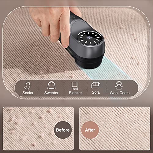 Aparatoo Fusselrasierer Elektrisch, Tragbarer Elektrischer Fusselentferner USB Wiederaufladbar mit LED-Digitalanzeige, 2 Geschwindigkeiten Entfernen für Kleidung, Pullover, Sofa, AP-1, Black829 - Image 6
