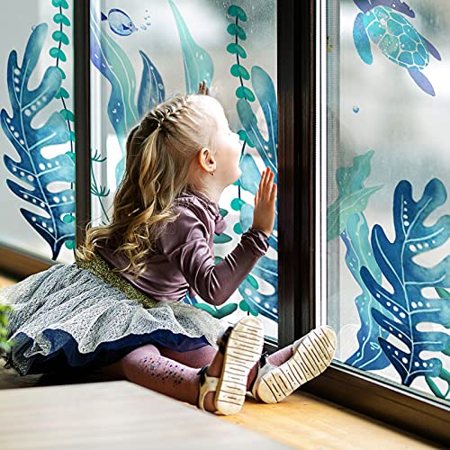 5 Sheets 3D Under The Sea Seaweed Wall Decals Sea Turtles Wall Stickers Ocean Grass Jellyfish Fish Removable Vinyl Wall Sticker For Kids Baby Bedroom Bathroom Living Room Wall Decoration #TOP4