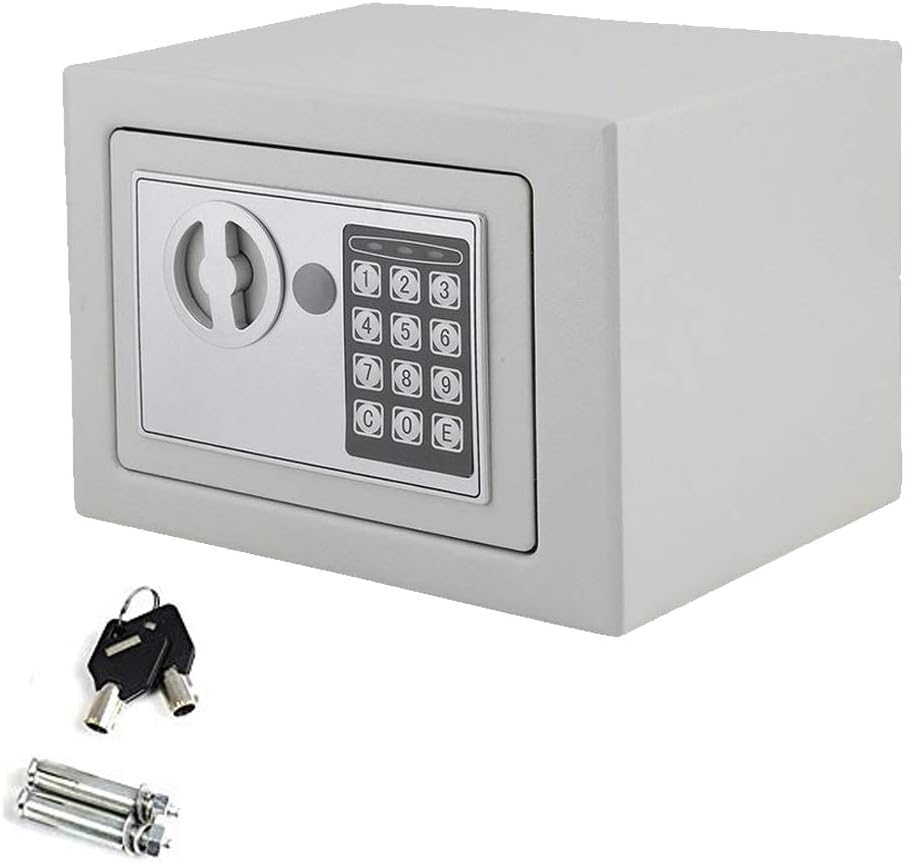 4.6L Small Electronic Digital Cash Box Security Safe with Keys for Home Office, Can Mounted in