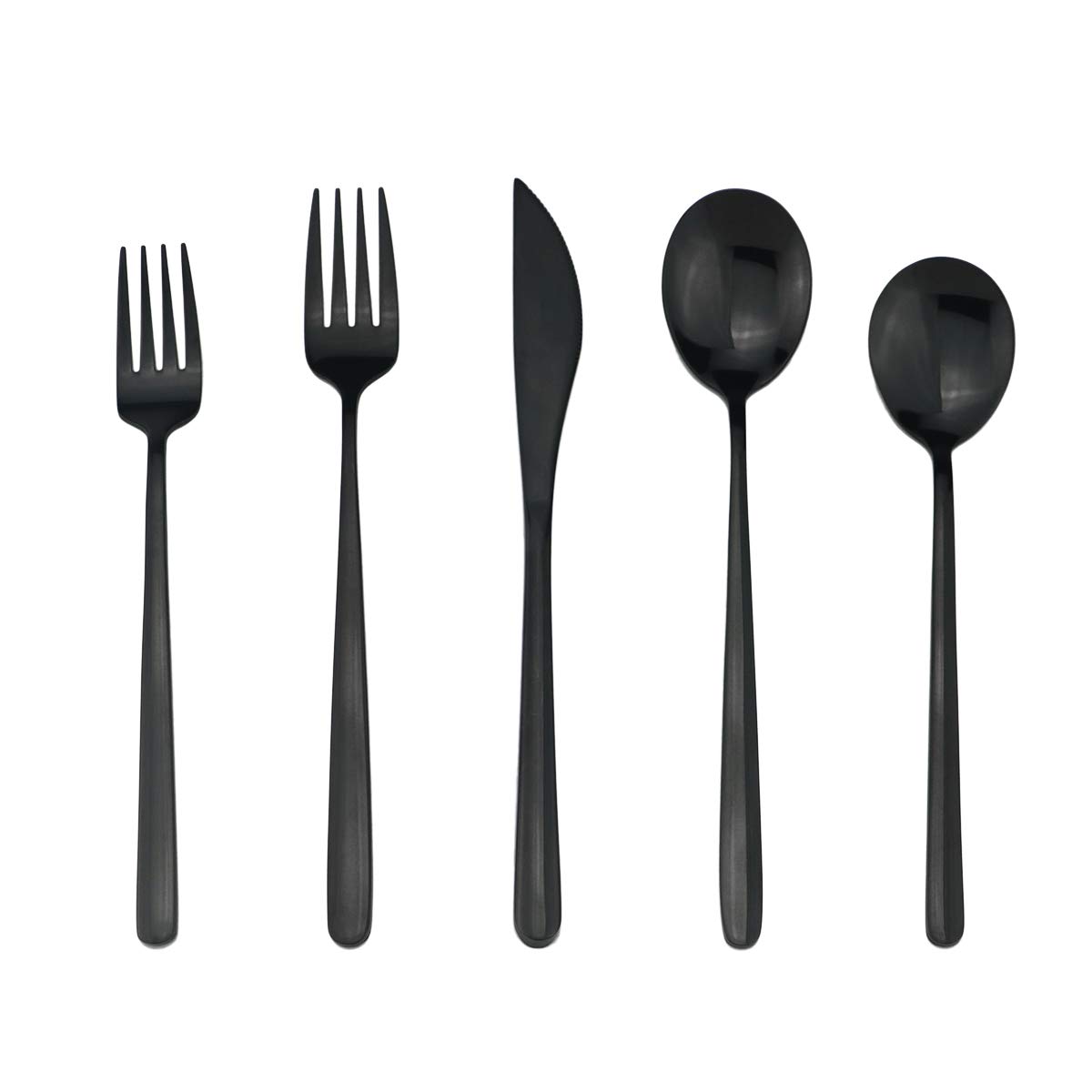 Black Silverware Set,puzhler 20-Piece 304 Stainless Steel Flatware Cutlery Set for 4,Mirror Polished Black Tableware Set Ideal for Home Kitchen Hotel Restaurant,Includes Forks Spoons Knives