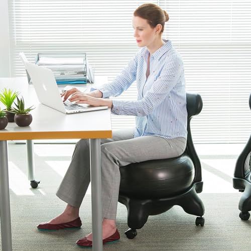 NUNETH Silla de Yoga de Oficina con Bola Anti Estallido, Silla de Postura Ergonómica con Pelota de Equilibrio para Aliviar el Dolor de Espalda