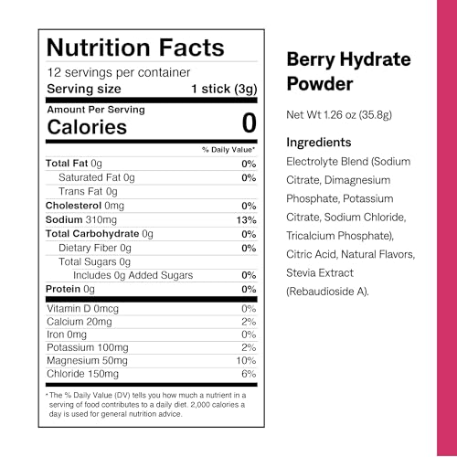 Image of UCAN Hydrate Electrolyte Drink Mix (Berry, 12 Stickpacks) Sugar-Free, Keto-Friendly, Vegan, Non-GMO, Gluten-Free Electrolyte Powder with Potassium & Magnesium for Runners & Athletes