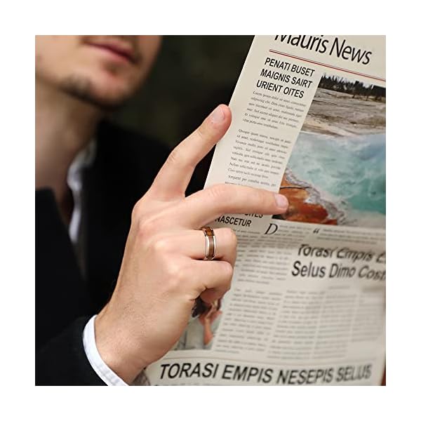 King Will Nature Tungsten Carbide Wedding Ring 8mm Koa Wood Inlay Rose Gold High Polished Comfort Fit 10 - Image 5