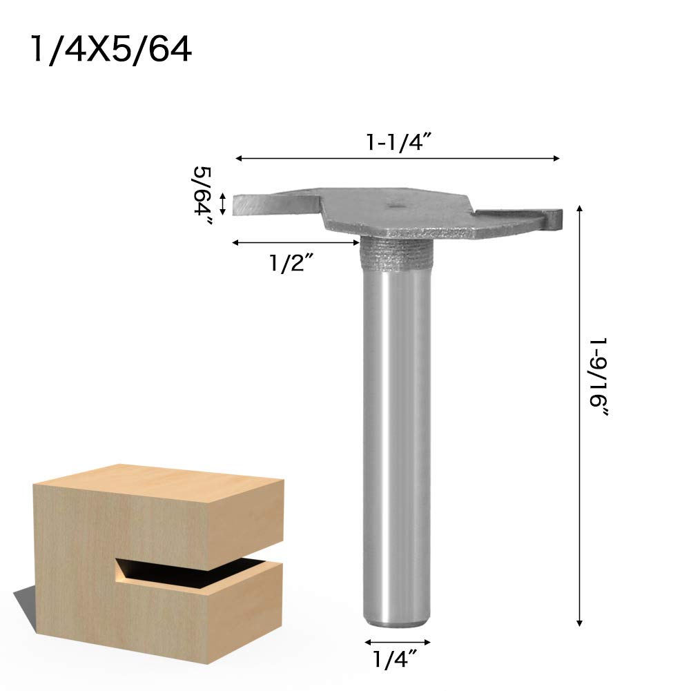 Slot Router Bits with 1/4" Shank 5PCS Slotting Cutter Router Bit Set Cutting Heigh:5/64",3/32",1/8",3/16",1/4". — Amazon image 2