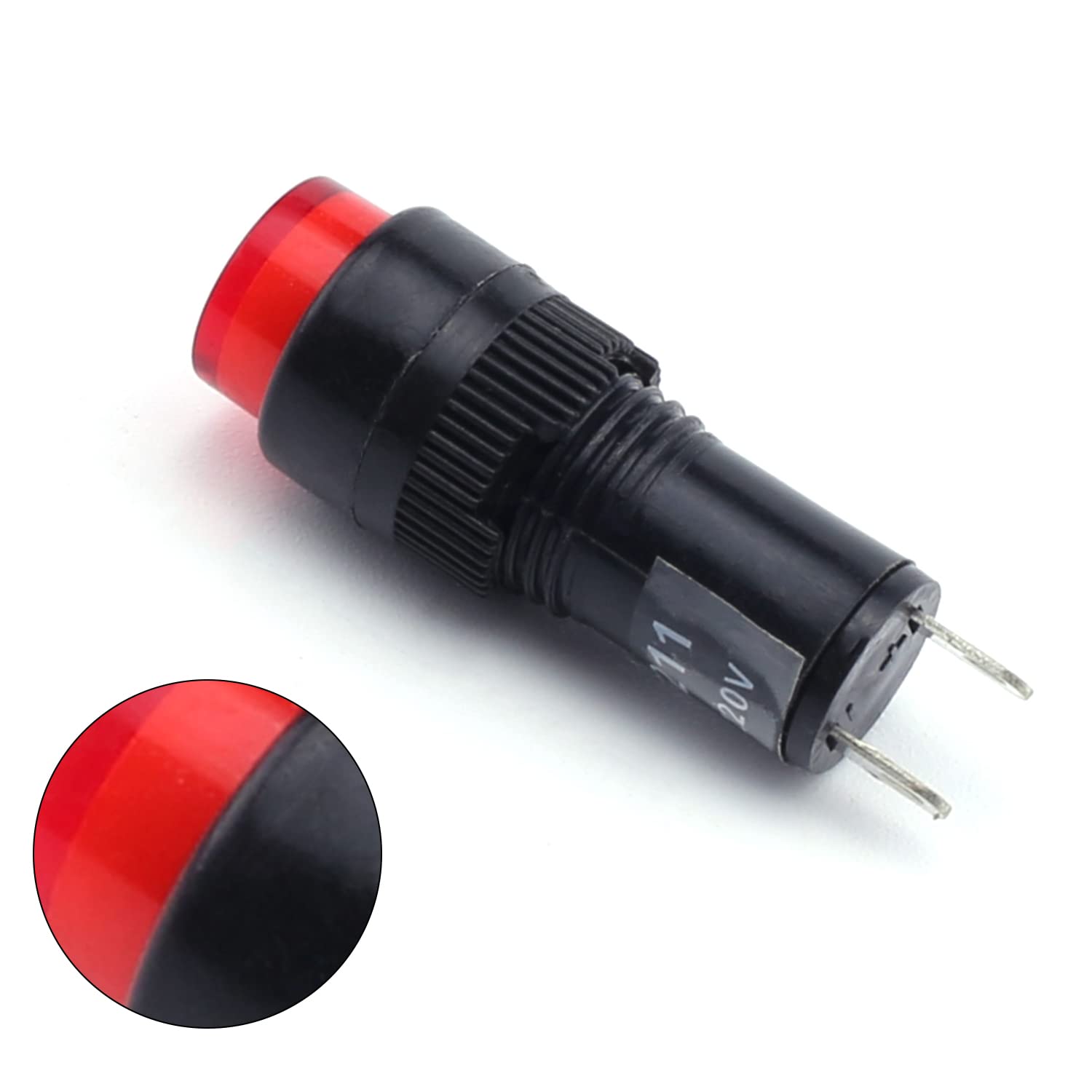 Othmro 20 Luces Piloto LED De Neón 220V Rojo: Indicador De Señal Para Panel De Instrumentos (Coche, Barco, Maquinaria) | Fácil Instalación 10mm