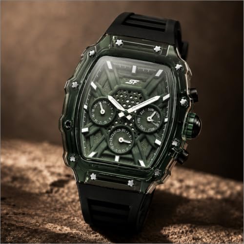 Image of SF Maiden Voyage Sport Watch Quartz Analog with Green Dial Black Silicon Strap Watch for Men - 77178PP09W