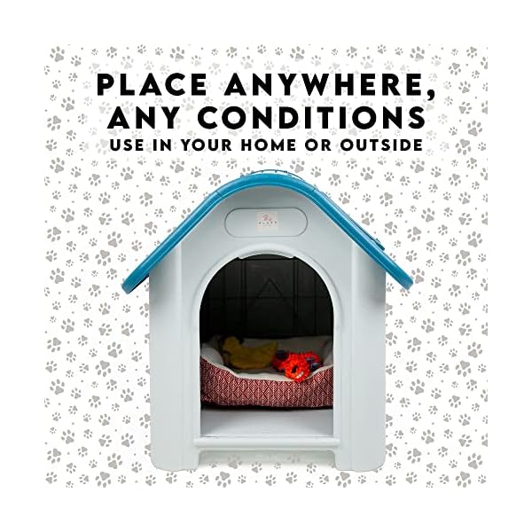 Medium-Indoor-Outdoor-Doghouse-Cozy-Shelter-with-Raised-Floor-Weatherproof-Floor-Drainage-Dog-Kennel-Temperature-Controlled-Ventilation-Slanted-Roof-Easy-No-Tool-Assembly-295x24x34 Cozy Shelter with Raised Floor