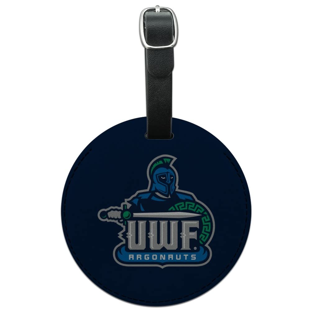 University of West Florida Primary Logo Round Leather Luggage Card ID Tag