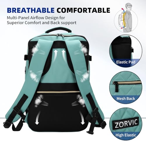 Travel Backpack for Women, Flight Approved Carry On Backpack, 17” Laptop Backpack for Women, Personal Item Bag for Weekender, Business (N-Green)4