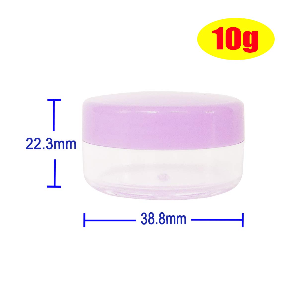12 szt. 10 gramów 10 ml małe puste słoiki na próbki, pojemnik na kosmetyki do wielokrotnego napełniania, plastikowy okrągły garnek fioletowa zakrętka pokrywka, mała butelka 10 g, rozmiar