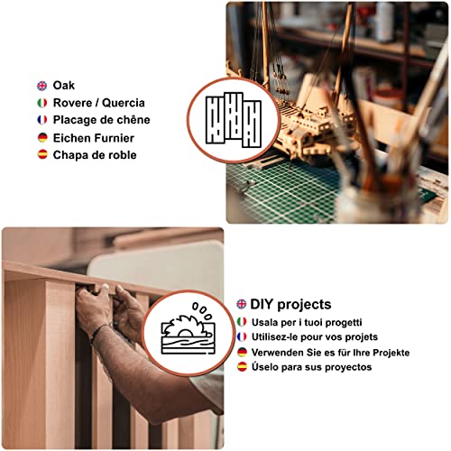 Eichen Furnier Stärke 0,5 mm. Blattzahl 8x - Rohholz - Holzfurnier für den Modellbau geeignet, DIY, handwerk, zimmerei, brandmalerei, reparaturarbeiten, renovierung, DIY