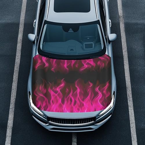 Image of Car Hood Cover Car Hood Wrap Blankets Red Bonfire Print Stretchable Vehicles Banner Auto Decorative Accessories for Compact Sedans SUV Trucks (59x39 Inch)