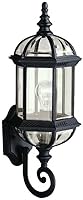Vista 1 de Kichler Barrie - Lámpara de pared para exteriores de 22 pulgadas en negro, aplique de pared exterior de 1 luz con vidrio biselado transparente