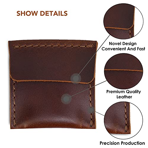 Cestantiq, Leather Wedding Ring Case Engagement Pouch Bride & Groom Jewelry Storage Marriage Travel Ring Bearer Proposal Ring Holder Handmade Brown (Cqn17) #TOP3