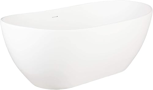 Miniatura 4 de Signature Hardware 918954-64 Winifred - Bañera independiente de resina de 64 pulgadas con drenaje integrado y desbordamiento