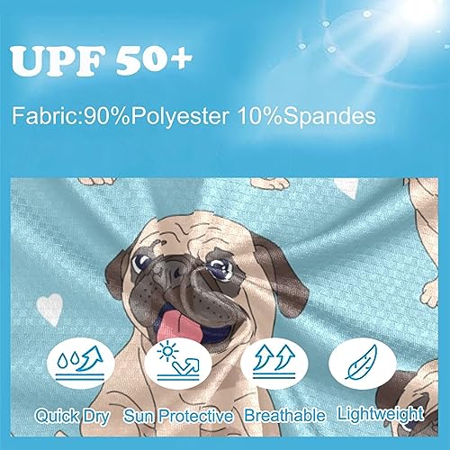 Image of CaTaKu Funny Pugs Blue Boys Rash Guard Long Sleeve Boys Swim Shirts UPF 50+ Fishing Shirts for Boys Girls 7-8Y