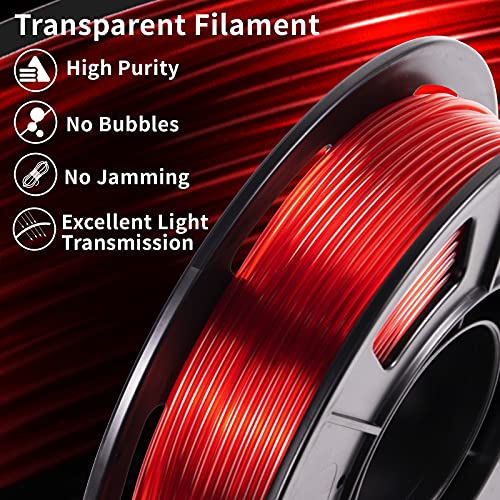 Image of IEMAI Clear PETG Filament 1.75mm Bundle, Multicolor High Light Transmittance 3D Printer Filament Orange /Blue /Green /Red, 250g x 4 Spools, Supports Fast Printing Up to 600mm /s