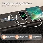 PRAISUN 66" L Shaped Gaming Desk with LED Lights & Power Outlets, Computer Desk with Fabric Drawers and Print Stand, Corner Office Desk, Monitor Stand, Mesh CPU Stand, Black - Image 4