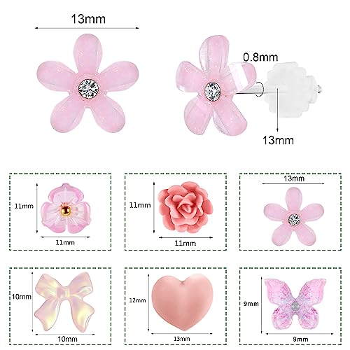 AoedeJ 6 Pairs Plastic Glow Earrings - Stud, Bow Designs for Women2