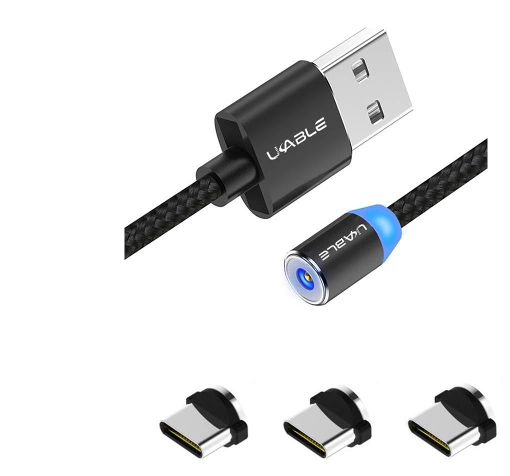 Efillooc Magnetic Charging Cable USB Fast Charge with LED Light Nylon Braided for Smartphones, Tablet, Power bank, Kindle (1 Cable + 3 Type-C, Black) (B0837QXT5P) Amazon Price History, Amazon Price Tracker