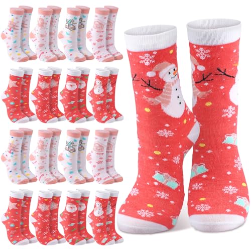Image of Jadive 16 Pairs Pink Nutcracker Socks Ballet Dance Nutcracker Sock Women Novelty Socks Winter Fuzzy Sock for Dance Lover Gift