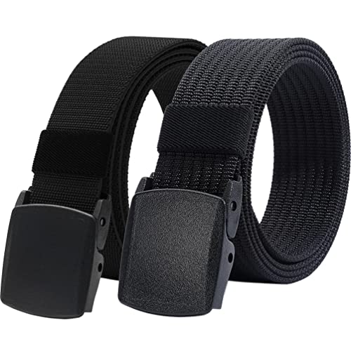 LionVII Men's Belts, Inelastic Work Belt and Elastic Stretch Belt Bundle