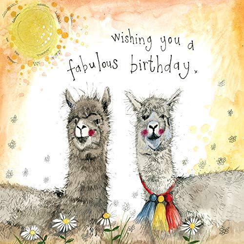 ALEX CLARK Happy Birthday Alpacas Foil Card