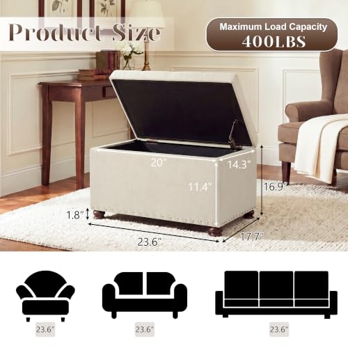 Image of Joveco 24 inch Ottoman with Storage,Fabric Tufted Storage Ottoman with Legs
