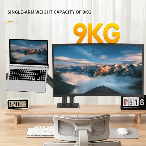 Image of Height Adjustable Monitor Stand with Laptop Notebook Stand Monitor Mount for 13'-27'' Screen | Tilt Swivel