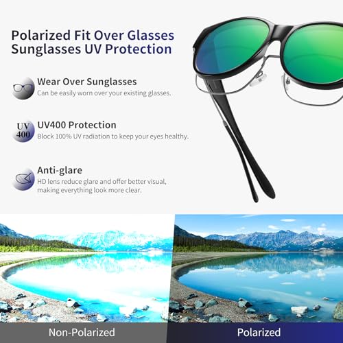 Image of GEGURI Polarized Sunglasses Fit Over Glasses for Men Women, Oversized Square Sun Glasses UV400 Protection Shades