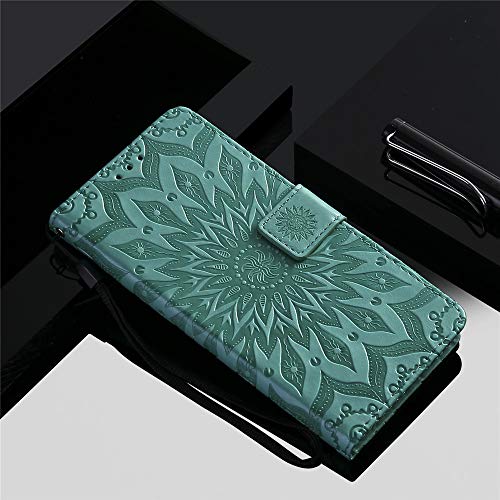 Emaxeler Motorola Moto Z3 Play Case Cover Stylish Embossed Pu Leather Bookstyle Shockproof Flip Wallet Cover Sun Flower With Kickstand Cards Slot For Moto Z3 Play Kt:sun Green #TOP5