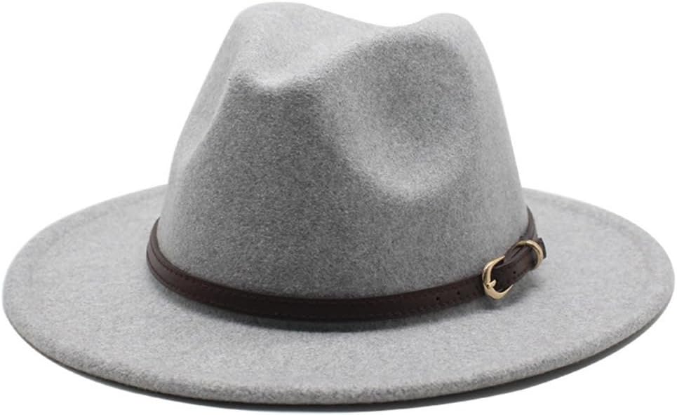 Classic Wool Fedora Hat, Gray with Leather Band