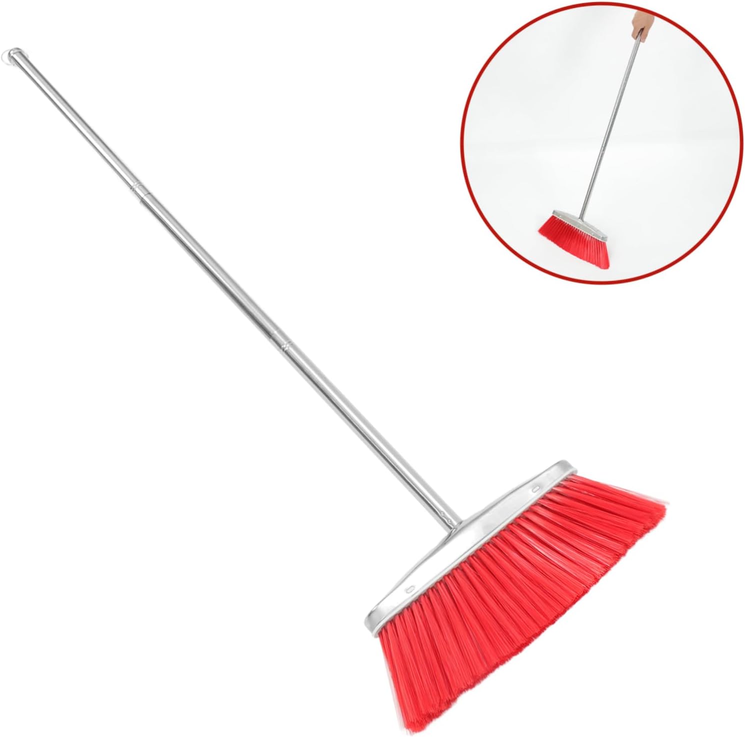 GARVALON Stainless Steel Broom Household Cleaning Broom Wide Angle Sweeping Brush Efficient Floor Cleaning