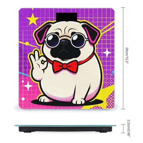 Báscula digital corporal con diseño de perro pug miniatura 2