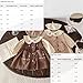 Toddler Girl Vintage Dress Set, Floral Embroidered Baby Clothes with Peter Pan Collar & Pinafore Jumper, Fashion Style (Coffee,1-2Y(80cm))