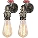 Lot de 2 Applique Murale Industrielle, iDEGU Vintage Lampe Murale Style de Tuyau Rétro Art Déco Lampe de Mur pour Bar Cuisine Restaurant Café Couloir (Bronze, Robinet L)