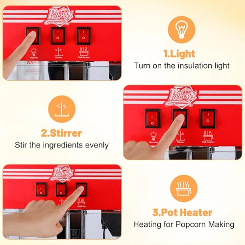 Image of 12oz popcorn machine,candy dispenser popcorn maker,suitable for family gatherings & parties.-Red