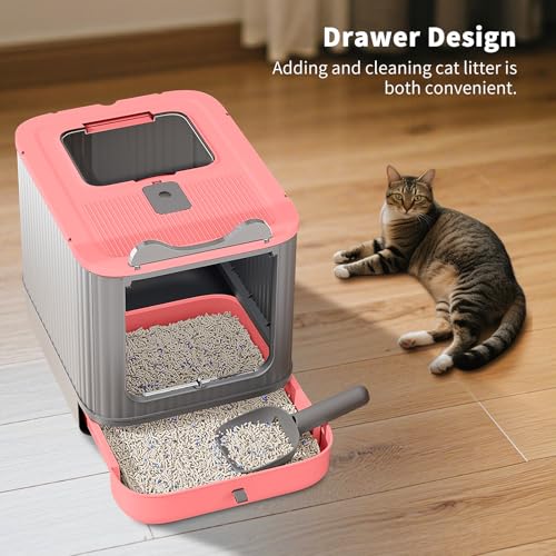 Arenero para gatos con diseño silueta de gato, rosa miniatura 3