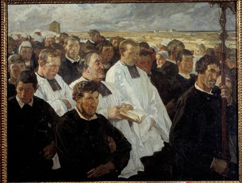 Impression d'affiches de prestige Procession à Penmarch en Bretagne de Lucien Simon sur toile