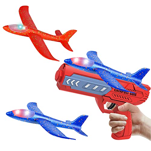 Avion Polystyrene, Xpsirny 2 Pièces Avion de Pistolet Jouet Avion de Lancer Manuel Avion en Mousse avec Lanceur, Jouet Modèle Mousse Avion pour Enfants Garçons Filles Jeux de Plein Air Cover
