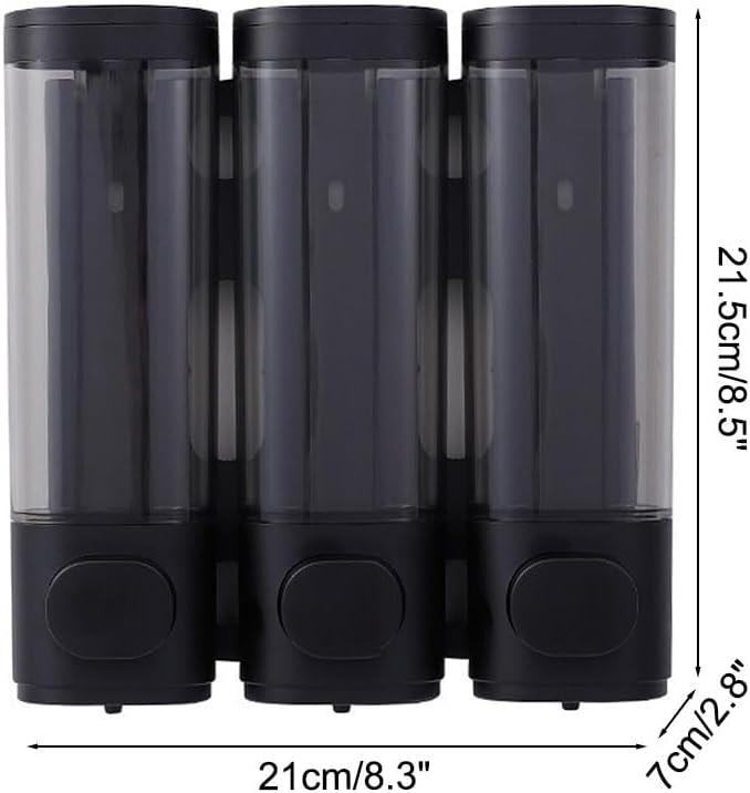 3-in-1 Chamber Bathroom Shower Pump, No Drill Wall Mounted Shower Soap Dispenser for Bathroom Kitchen Hotel