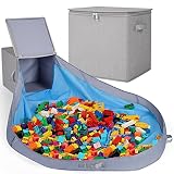 SAM AND MABEL Toy Storage Basket and Play Mat - 13"x13"x13" Stackable and Foldable Cube Toy Organize