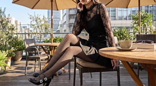 Image of Sahabowi Women's Sheer Tights, High Waist Pantyhose, Vintage Control Top Stockings,Shaping Pantyhose Slimming Butt Lifting