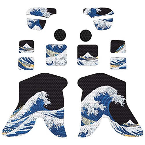 Image of PlayVital Professional Textured Soft Rubber Pads Handle Grips for Steam Deck LCD & OLED, Trackpads Skin Grip Enhancement Back Button Protective Stickers Set with Thumb Grip Caps - The Great Wave