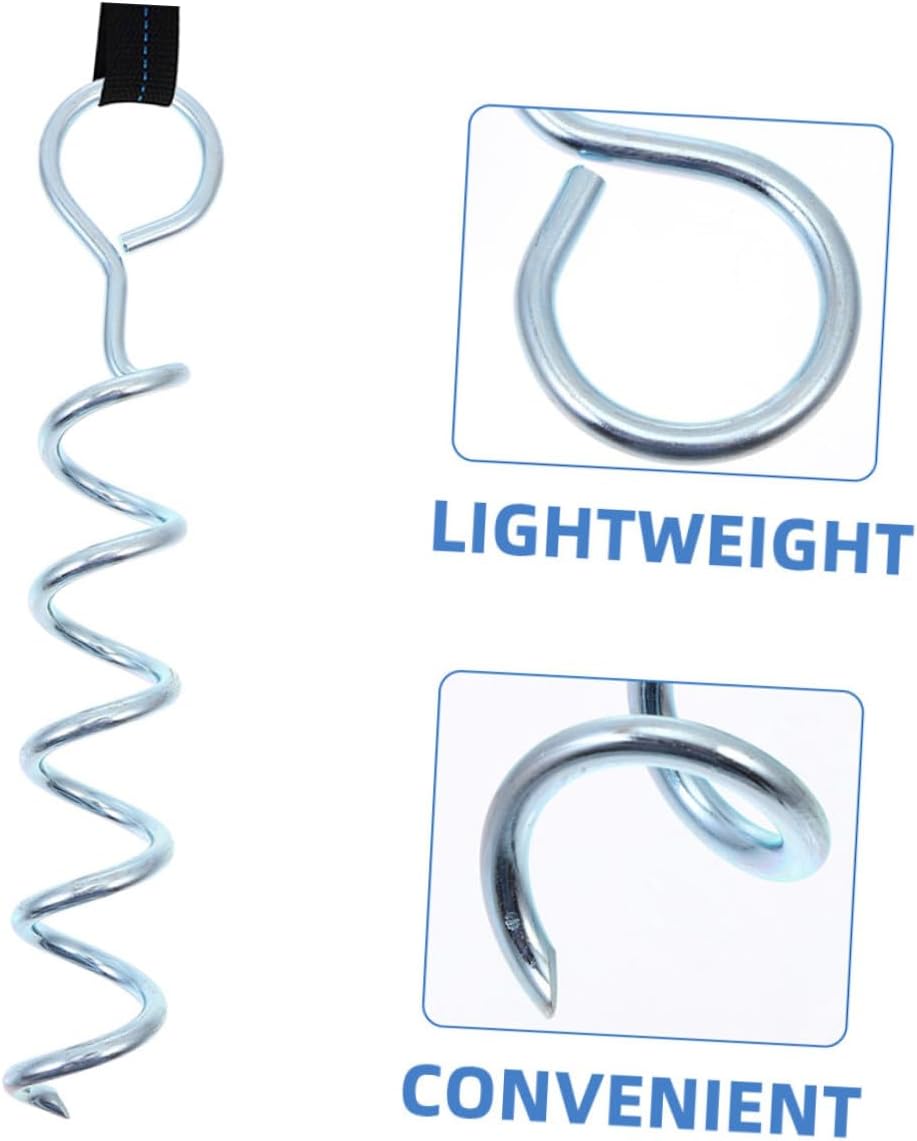 ibasenice 4pcs Heavy Duty Iron Spiral Tent Stakes Camping Ground Anchors Canopy Pegs for Outdoor Lawn Dog Tie-Outs and Tent Securing