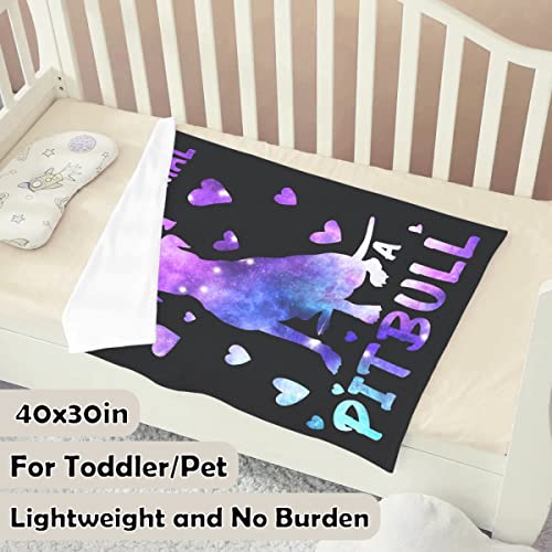 Cute Pitbull Blankets, Galaxy Space My Spirit Animal Is A Pitbull Throw Blanket, Dogs Gift For Women Men Girl Boy Dog Lover,Lightweight Soft Warm Cozy Flannel Throw 60X50 Inch For Teens #TOP4
